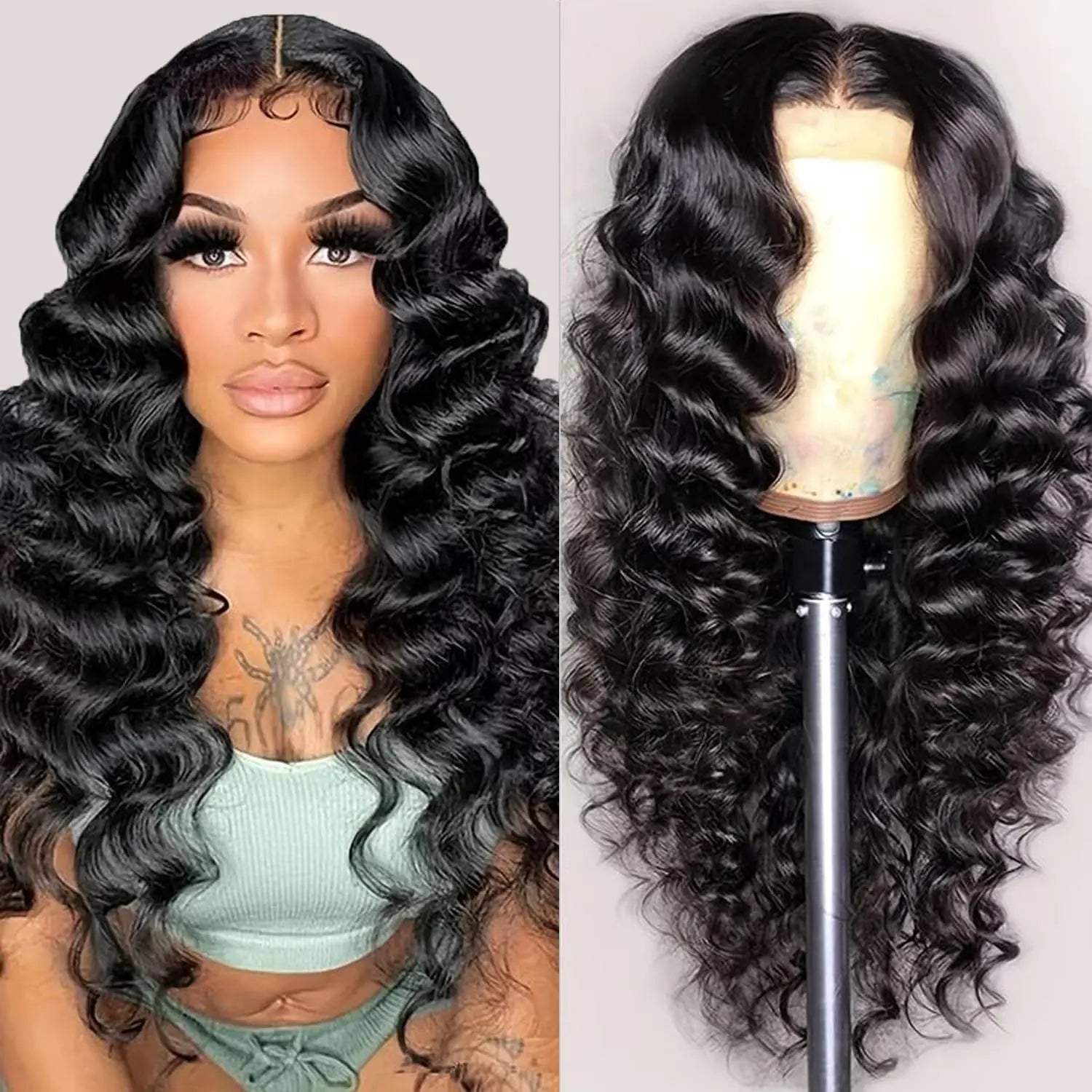 BonitaBae Deep Wave Lace Front Wigs Human Hair 200 Density Glueless Wigs for Women 13x4 HD Transparent Lace Front Wigs Pre Plucked with Baby Hair (30 Inch Deep Wave Wigs)