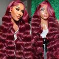 BonitaBae 24 Inch 99j Burgundy Lace Front Wigs Human Hair 13x6 HD Transparent Body Wave Lace Front Wigs Human Hair Pre Plucked Glueless Lace Front Wigs Human Hair Wigs for Women 180 Density